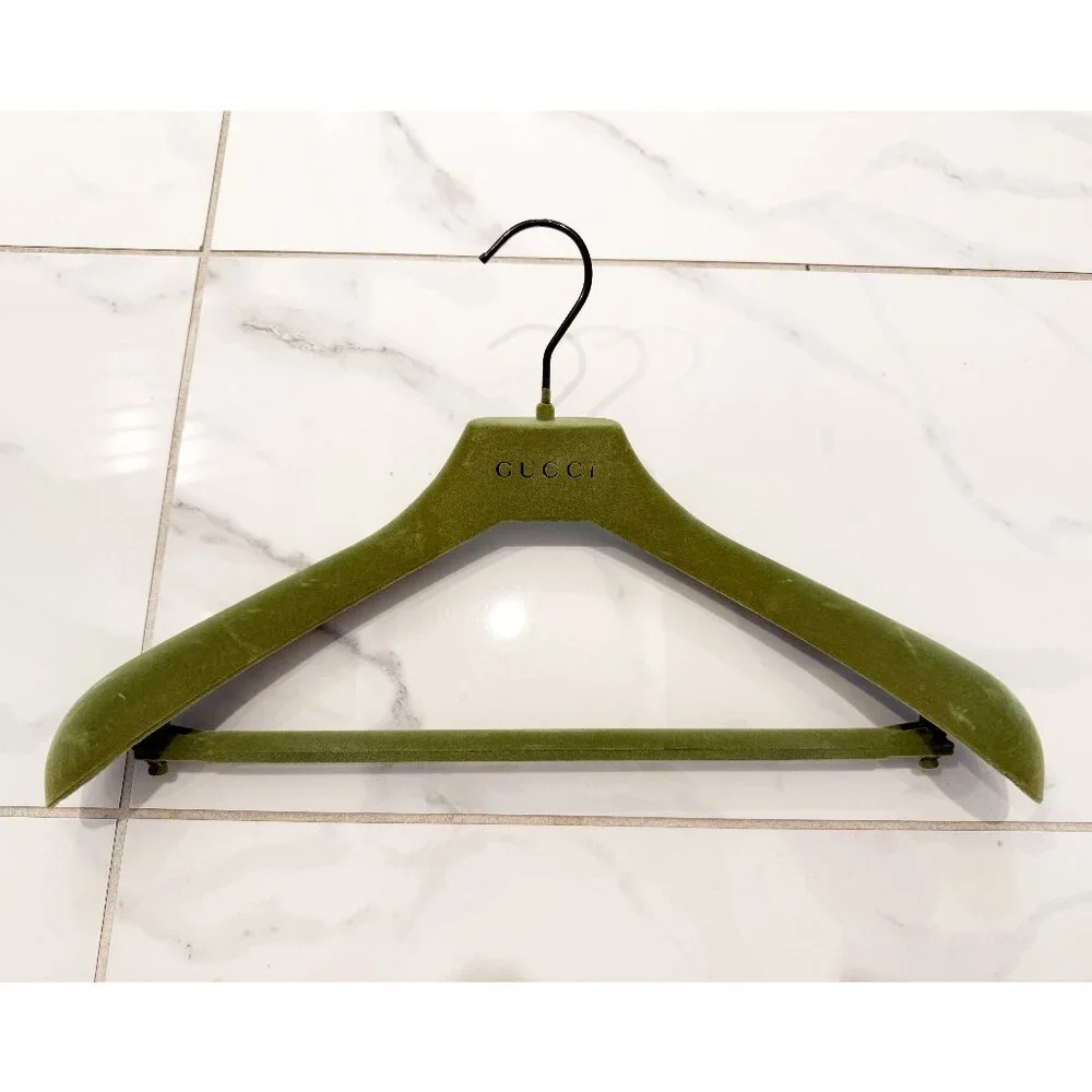 Authentic GUCCI Green Velvet Boutique Logo Suit Jacket Pants Hanger 14
